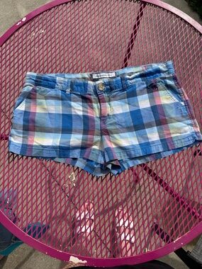 Abercrombie & Fitch Blue Plaid Cotton Women’s Shorts